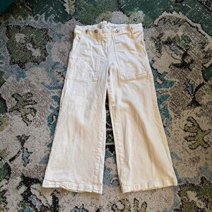 Pilcro Natural Cream Button-Front Denim Pants